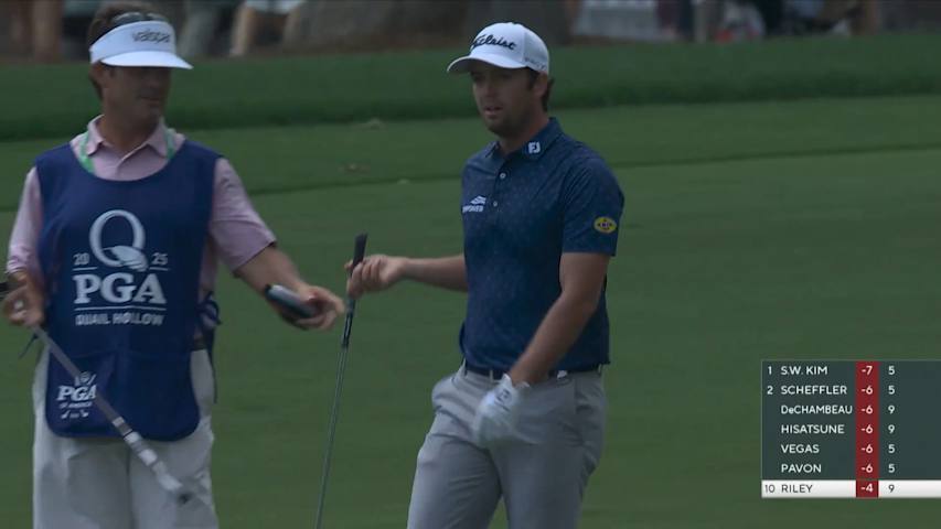 Davis Riley nearly holes wedge from 108 yards at PGA Championship