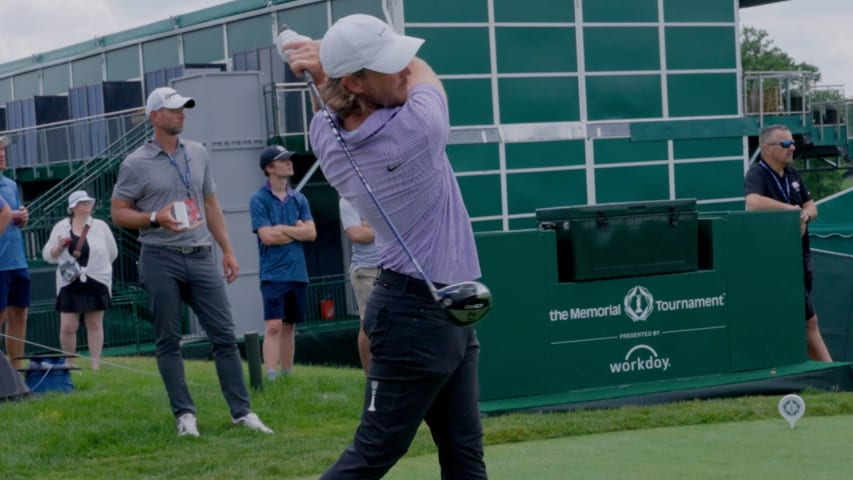 Tommy Fleetwood plays back nine at Muirfield Village Golf Club