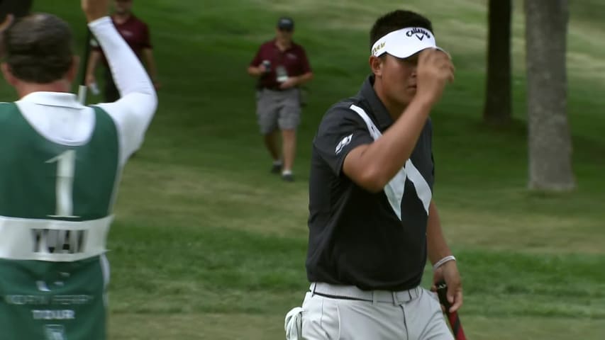 Carl Yuan makes birdie putt to finish tournament at Pinnacle Bank Championship