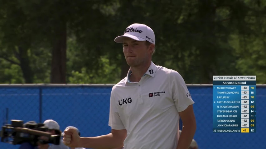 Will Zalatoris buries birdie putt at Zurich Classic