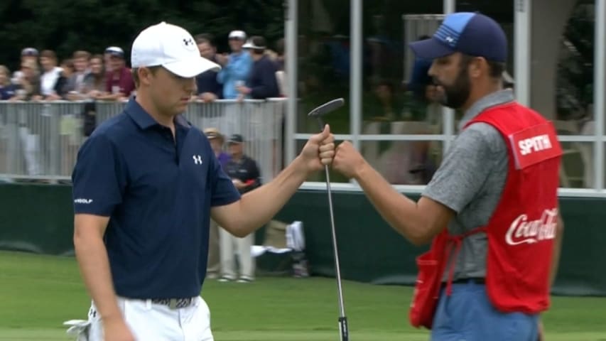 Jordan Spieth’s sandy up-and-down to save par at the TOUR Championship