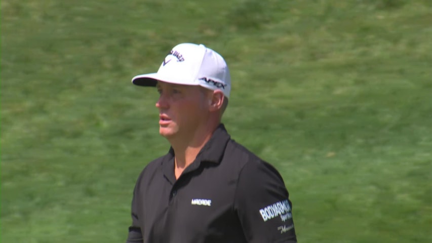 Alex Noren make birdie  from 17-feet on No. 16 at the Memorial