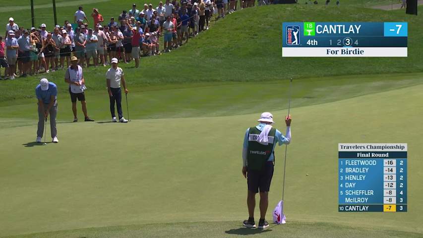 Patrick Cantlay cans 26-foot birdie putt at Travelers