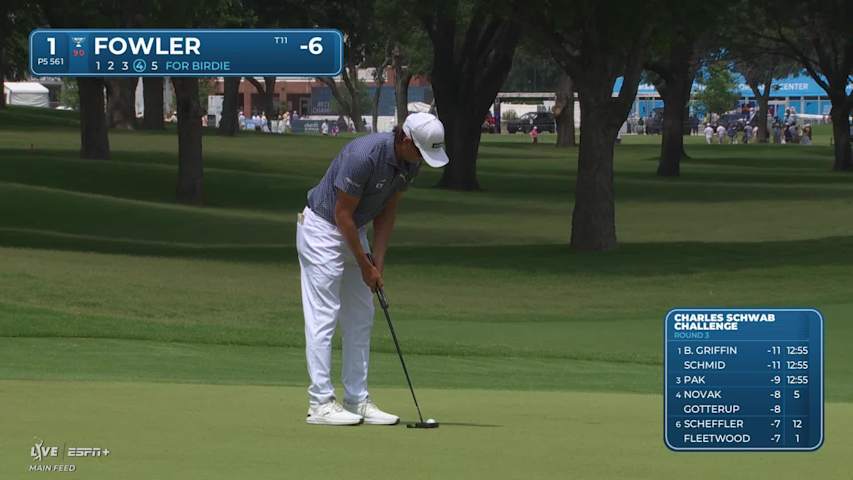 Rickie Fowler makes birdie on No. 1 at Charles Schwab