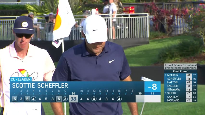 Scottie Scheffler makes birdie on No. 16 at Arnold Palmer