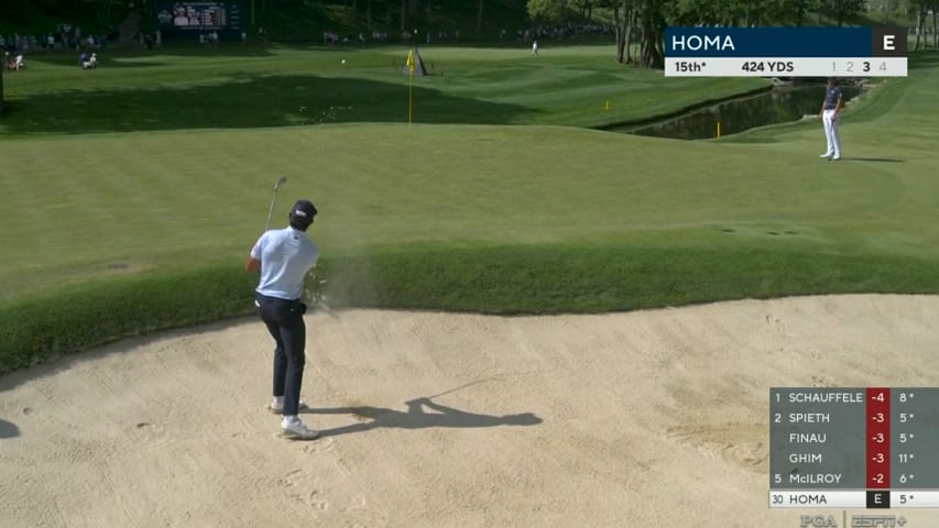 Max Homa holes out from greenside bunker for birdie at PGA Championship