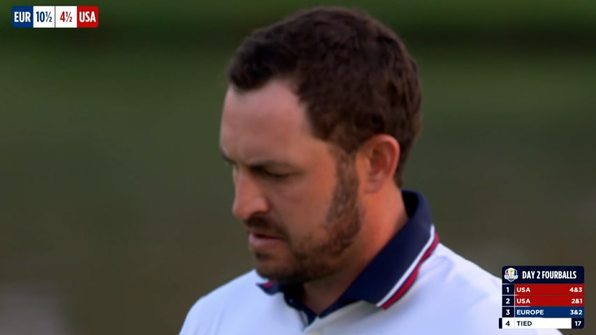 Patrick Cantlay’s 43-foot birdie putt to win the match at the Ryder Cup