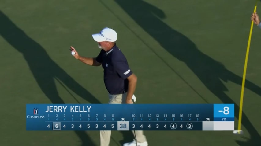 Jerry Kelly rolls in birdie putt at Chubb Classic