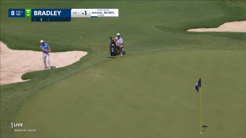 Keegan Bradley holes out from bunker for birdie at Charles Schwab