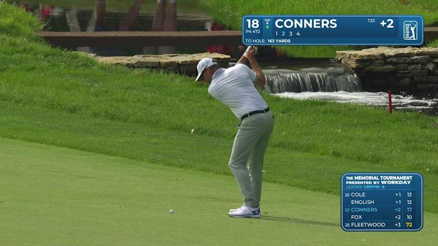 Corey Conners sinks a 21-foot birdie putt at the Memorial