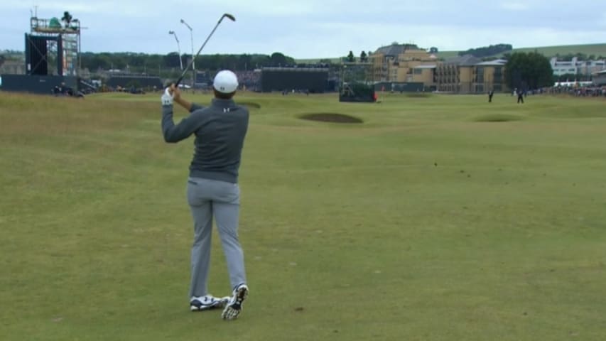 Jordan Spieth’s beautifully played approach sets up birdie at The Open