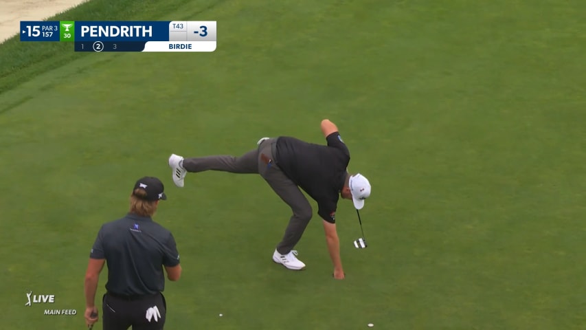 Taylor Pendrith makes short putt for birdie at Rocket Mortgage