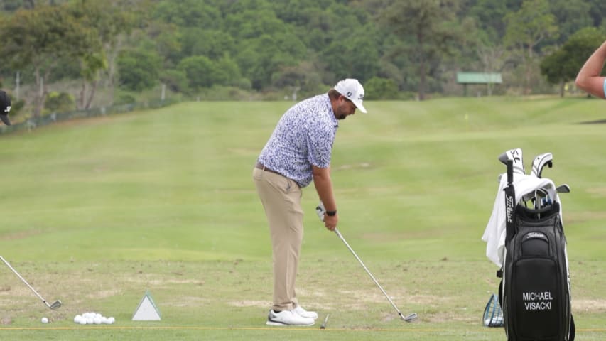 Michael Visacki warms up for Round 1 of the Panama Championship