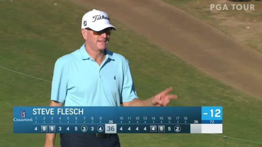 Steve Flesch drains long birdie putt at Dominion Energy