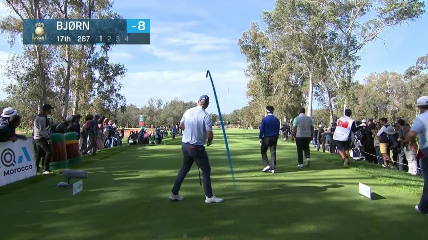 Thomas Bjørn drives the green to set up birdie at Trophy Hassan II