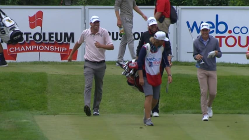 Bryan Bigley fires off an ace at Rust-Oleum Championship