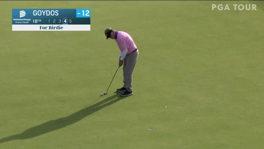 Paul Goydos makes birdie putt on No. 18 in Round 3 at Dominion Energy