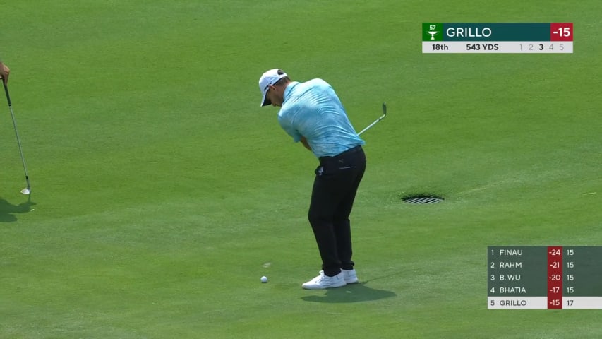 Emiliano Grillo nearly chips in to set up birdie at Mexico Open