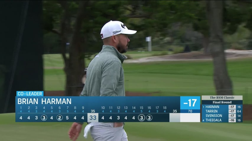 Brian Harman dials in approach to set up birdie at The RSM Classic