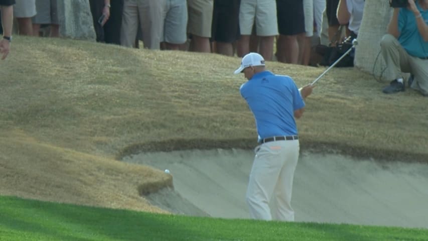 Bill Haas' awkward second shot on 72nd hole at Humana