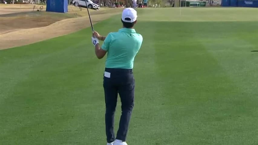 Abraham Ancer nearly chips in for eagle at The American Express