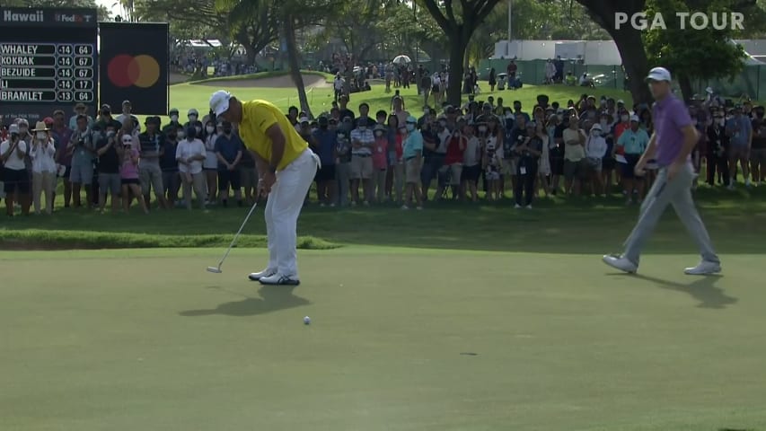 Hideki Matsuyama jars 18-foot birdie putt at Sony Open