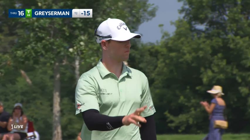 Max Greyserman curls in a 23-foot birdie putt at 3M Open