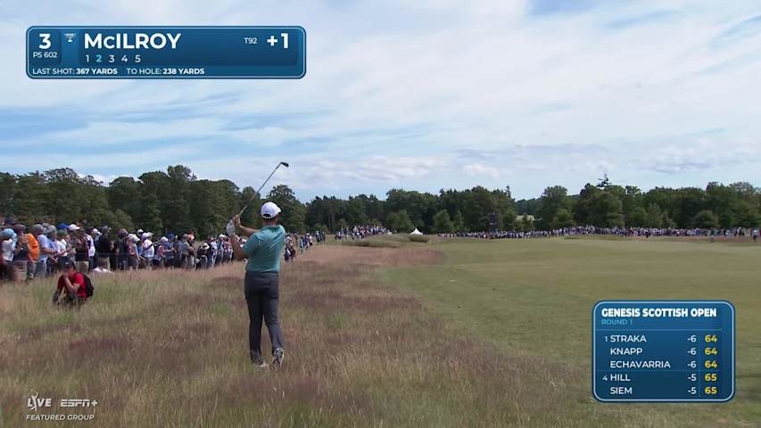 Rory McIlroy makes birdie on No. 3 at Genesis Scottish Open