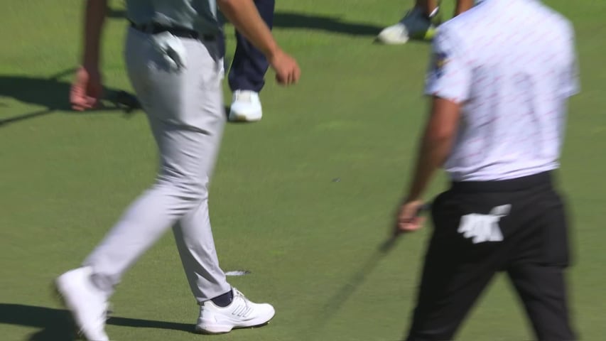 Adam Svensson sinks a 23-foot birdie putt on No. 14 at RBC Canadian