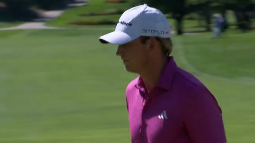 Jacob Bridgeman reaches in two leading to birdie at Albertsons Boise Open