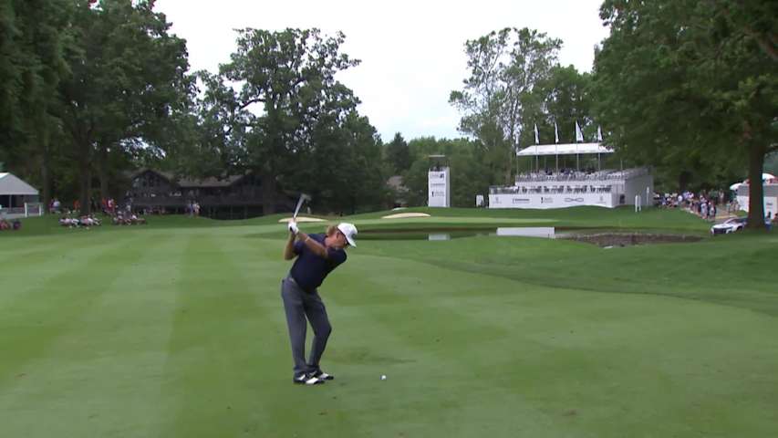 Miguel Angel Jiménez makes birdie on No. 16 at Kaulig Companies Championship