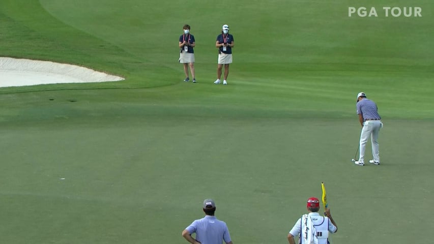 Kevin Kisner's putt on the second playoff hole at The RSM Classic