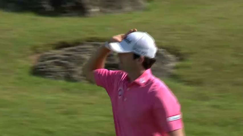 Davis Riley's bump-and-run for birdie at Great Abaco