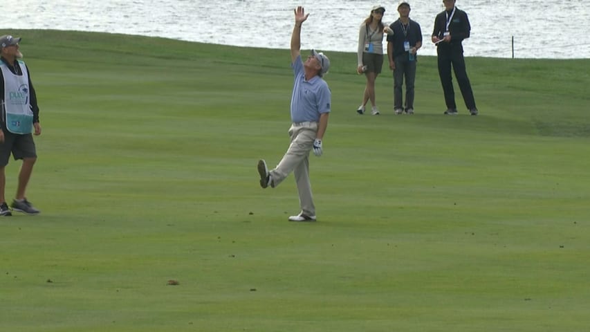 Woody Austin's spectacular eagle hole-out at PURE Insurance