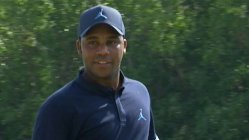 Harold Varner III sinks 50-footer for birdie at Mayakoba