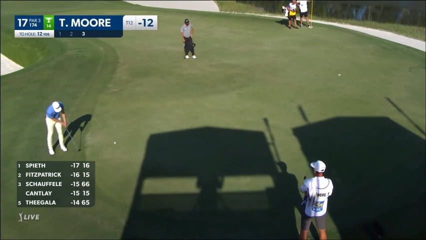 Taylor Moore sends in long putt from the fringe to save par at RBC Heritage