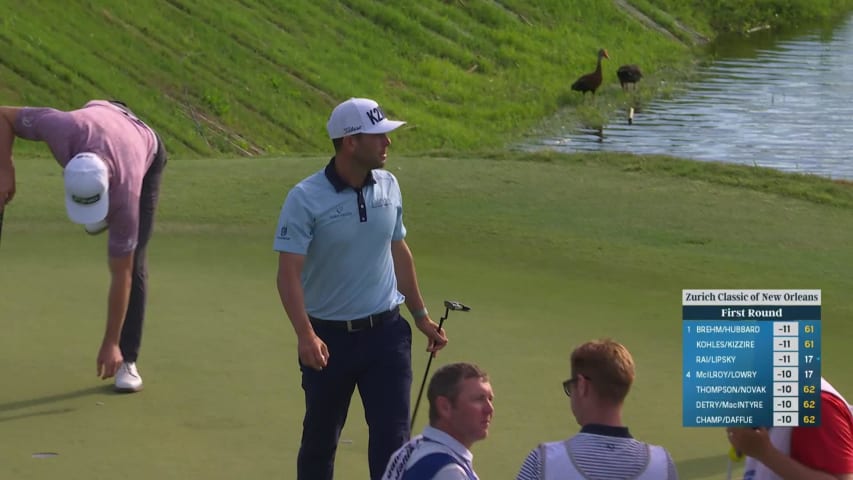 Callum Tarren rolls in putt for birdie at Zurich Classic