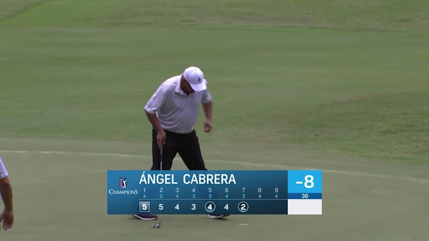 Ángel Cabrera makes birdie on No. 7 at Regions Tradition