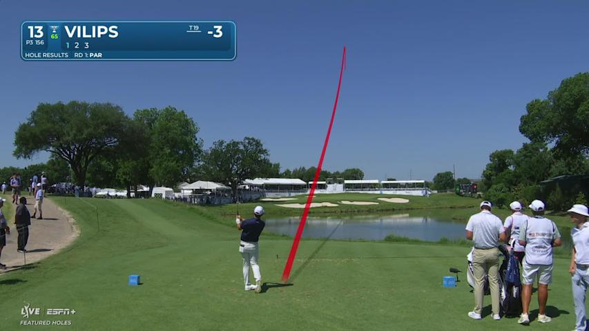 Karl Vilips sinks a 30-foot birdie putt on No. 13 at Charles Schwab