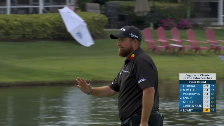 Shane Lowry holes a 24-foot birdie putt at Cognizant Classic