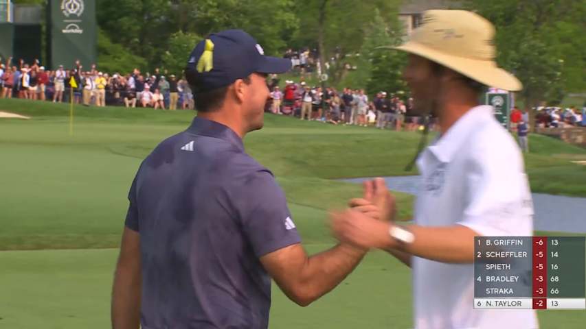 Nick Taylor holes out for electric eagle at the Memorial