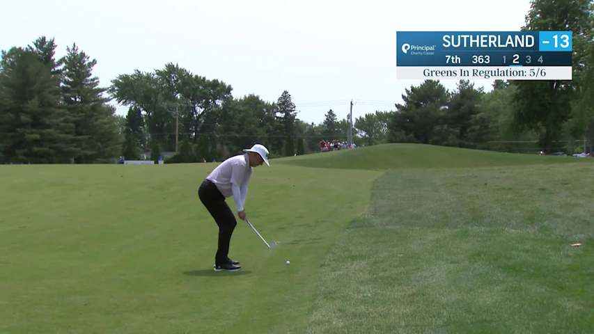 Kevin Sutherland makes birdie putt on No. 7 at Principal Charity Classic
