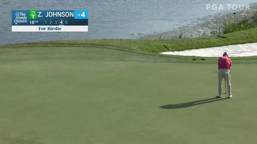 Zach Johnson sinks a 23-foot birdie putt at Honda