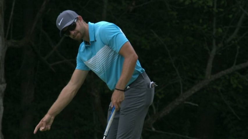 Patrick Rodgers drains his birdie dead center at John Deere