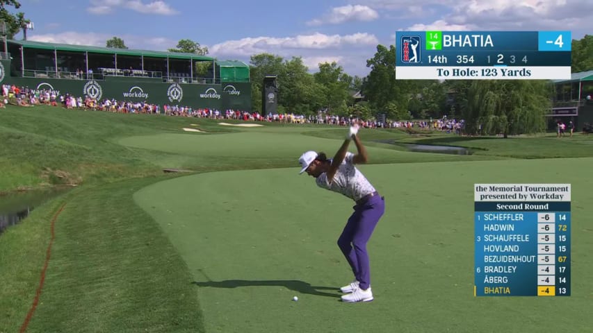 Akshay Bhatia sticks it close to set up birdie at the Memorial