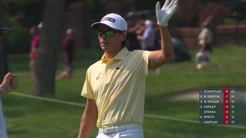Rickie Fowler's beautiful approach leads to short birdie putt at the Memorial