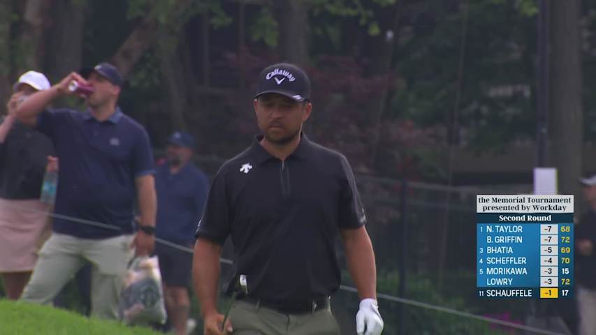 Xander Schauffele finishes with an amazing birdie on No. 18 at the Memorial