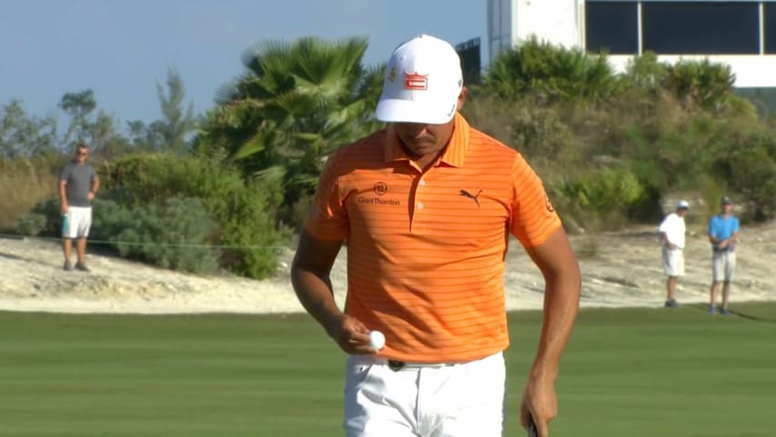 Rickie Fowler's lengthy birdie putt on No. 18 at Hero