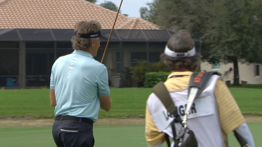 Bernhard Langer drains birdie shot at the Chubb Classic 