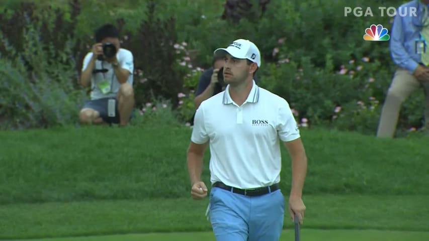 Patrick Cantlay sinks 17-footer for winning birdie at the BMW Championship